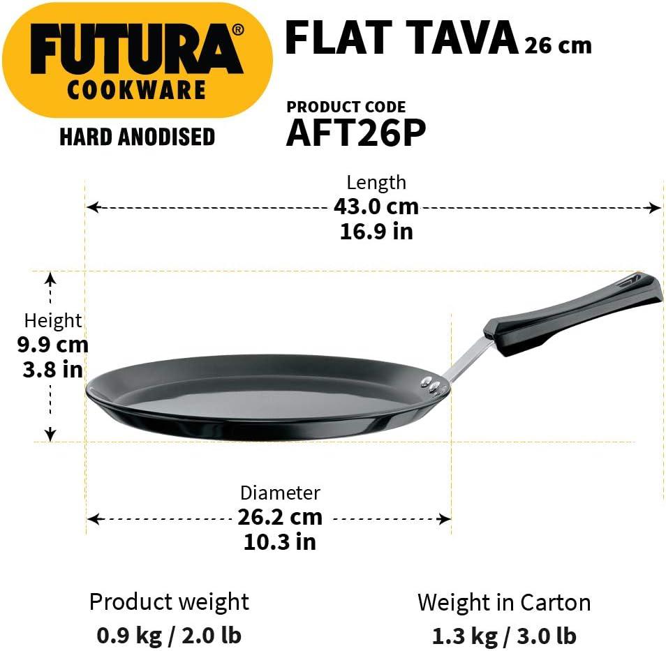 image:imageHawkins Futura Hard Anodised Flat Tava 22 cm 406 mm Black10inch Plastic Handle