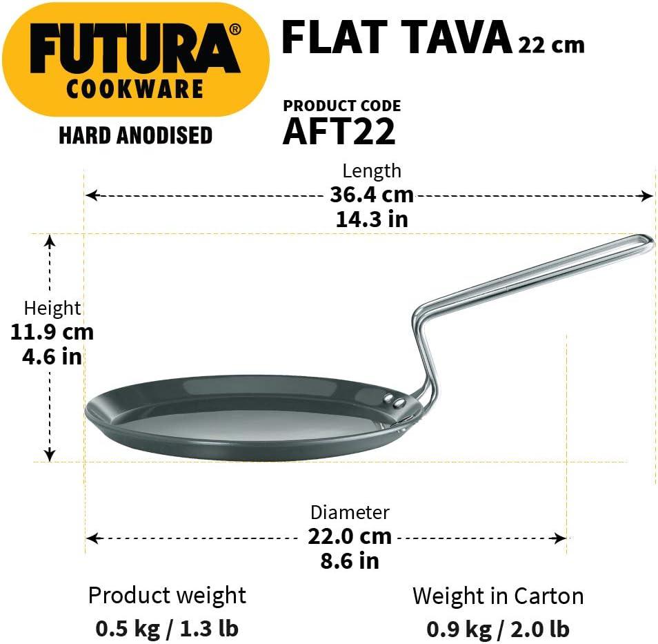 image:imageHawkins Futura Hard Anodised Flat Tava 22 cm 406 mm Black8inch