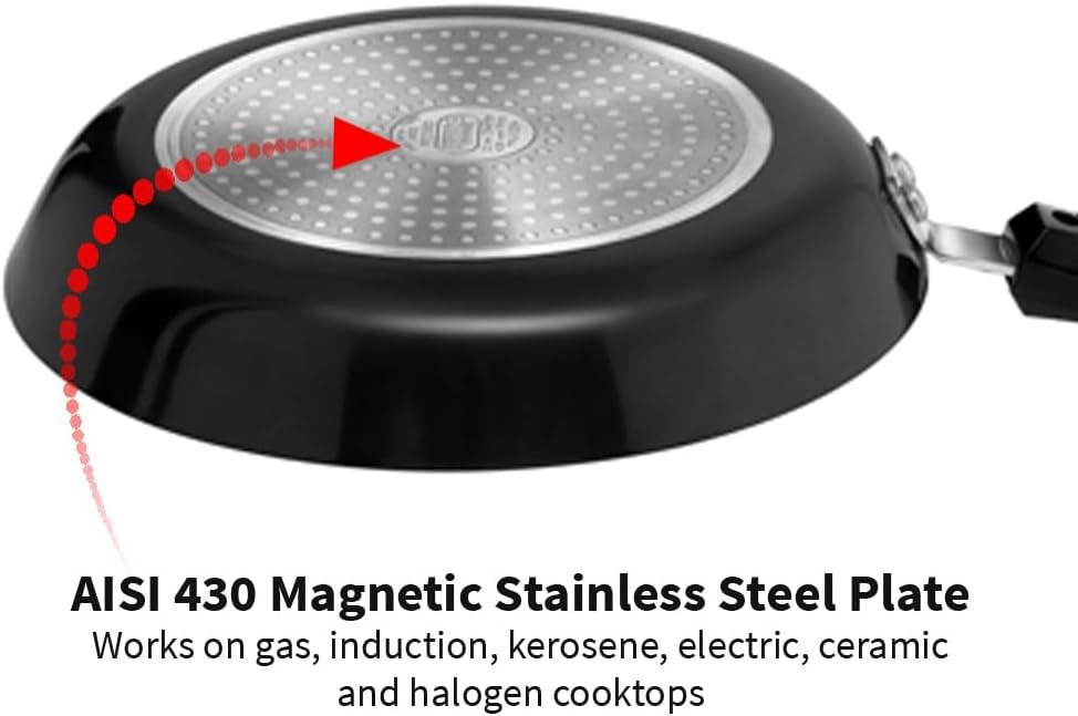 image:imageHawkins Futura Hard Anodised Induction Compatible Frying Pan with Stainless Steel Lid Capacity 11 Litre Diameter 22 cm Thickness 406 mm Black IAF22S