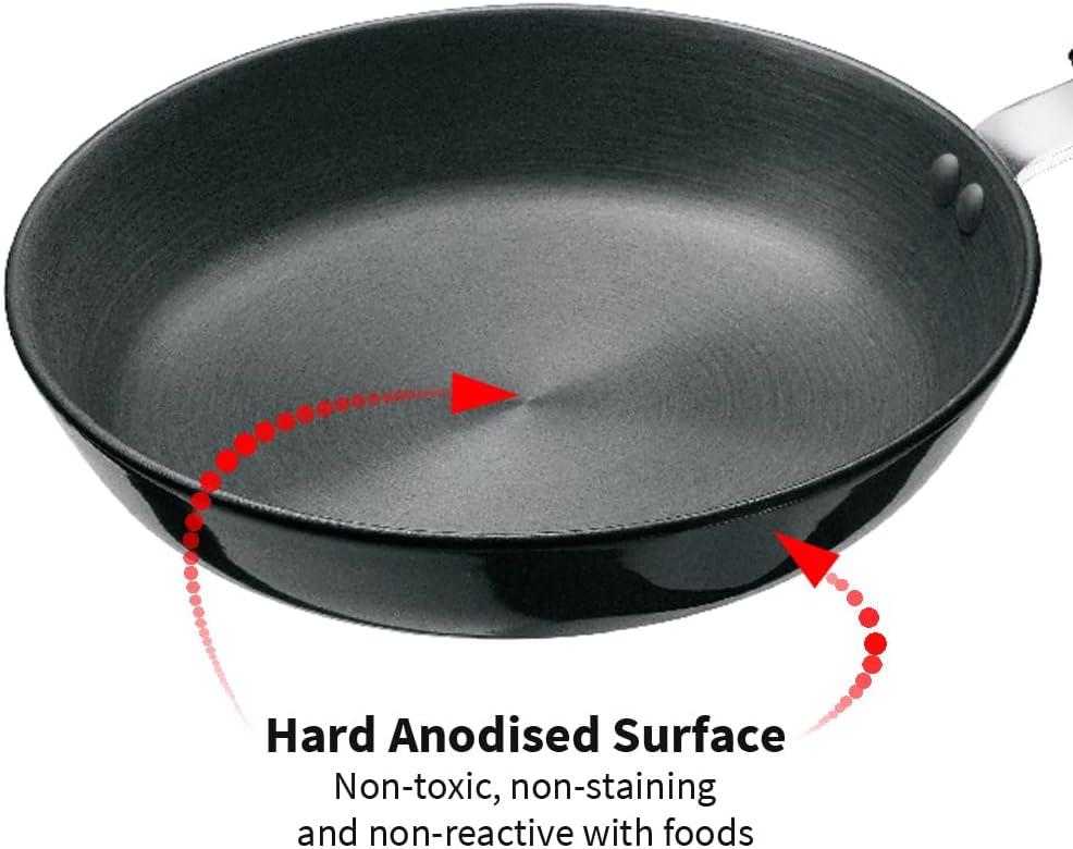 image:imageHawkins Futura Hard Anodised Induction Compatible Frying Pan with Stainless Steel Lid Capacity 11 Litre Diameter 22 cm Thickness 406 mm Black IAF22S