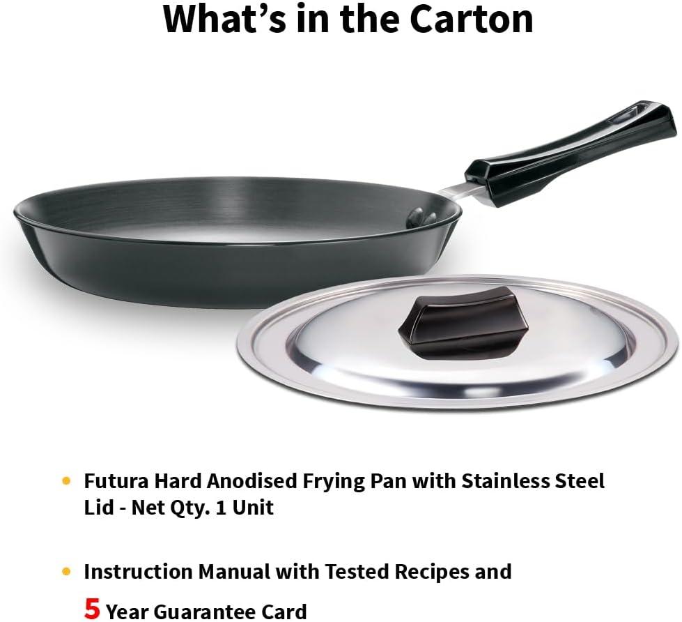 image:imageHawkins Futura Hard Anodised Induction Compatible Frying Pan with Stainless Steel Lid Capacity 11 Litre Diameter 22 cm Thickness 406 mm Black IAF22S