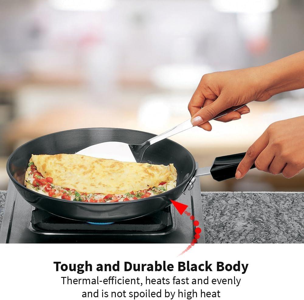 image:imageHawkins Futura Hard Anodised Induction Compatible Frying Pan with Stainless Steel Lid Capacity 11 Litre Diameter 22 cm Thickness 406 mm Black IAF22S