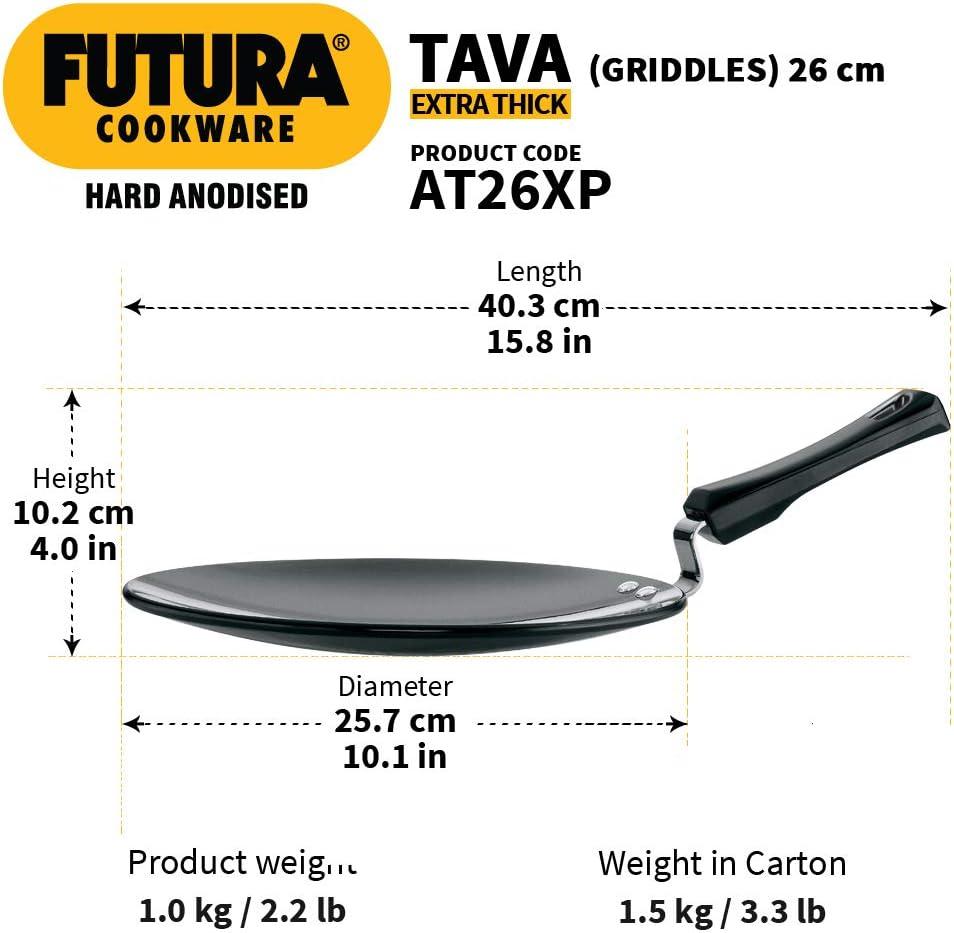 image:imageHawkins Futura Hard Anodised Tava 26 cm 488 mm Black10 With Plastic Handle