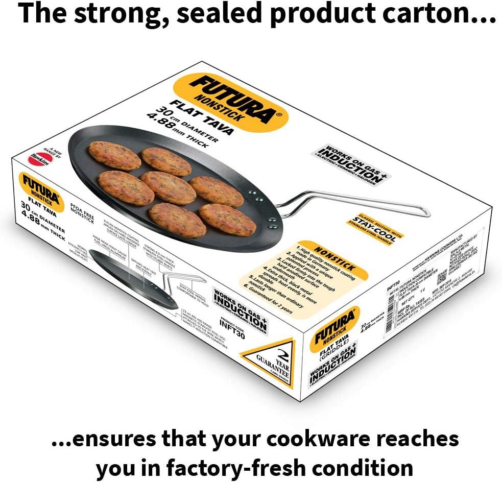 image:imageHawkins Futura Induction Compatible Nonstick Flat Tava 30 cm 488 mm Black