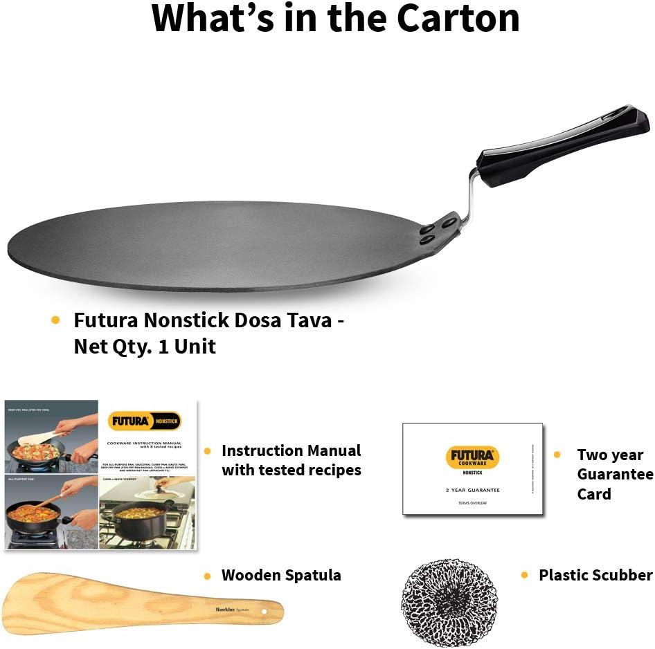 image:imageHawkins Futura Nonstick Dosa Tava Diameter 33 cm 13 inch Thickness 488 mm Black NDT3313inch