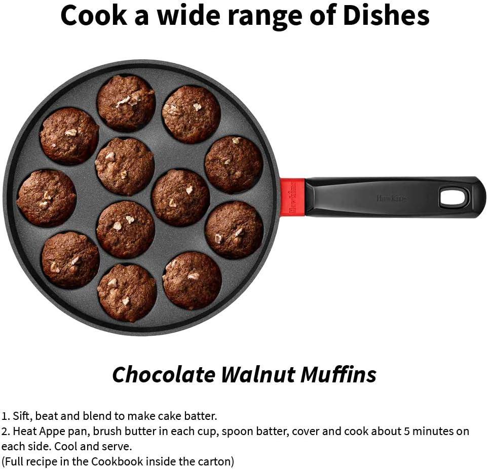 image:imageHawkins Nonstick Appe Pan with Glass Lid 12 Cups Diameter 20 cm Black Cast Aluminium Red