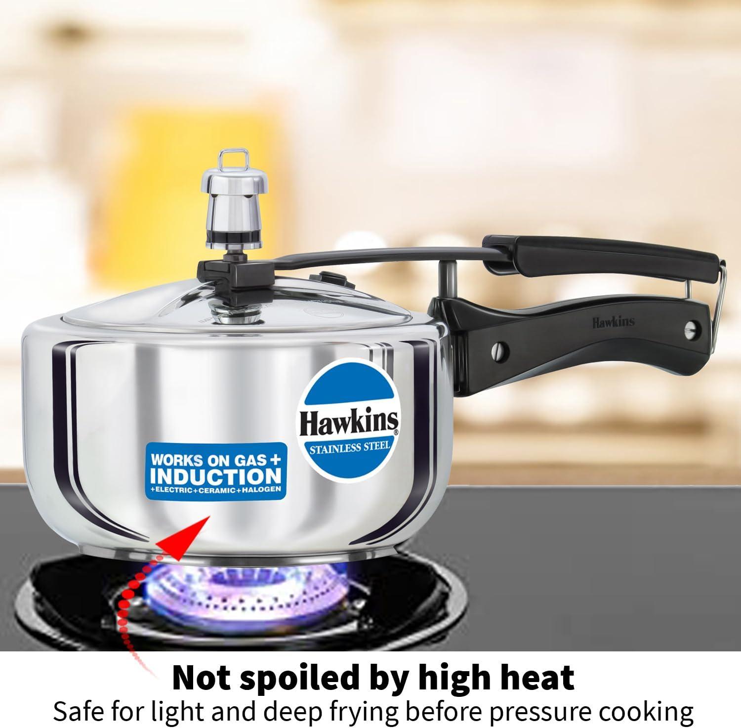 image:imageHawkins Pressure Cooker Stainless Steel Inner Lid Cooker Induction Cooker Small Cooker Silver HSS20 2 Litre