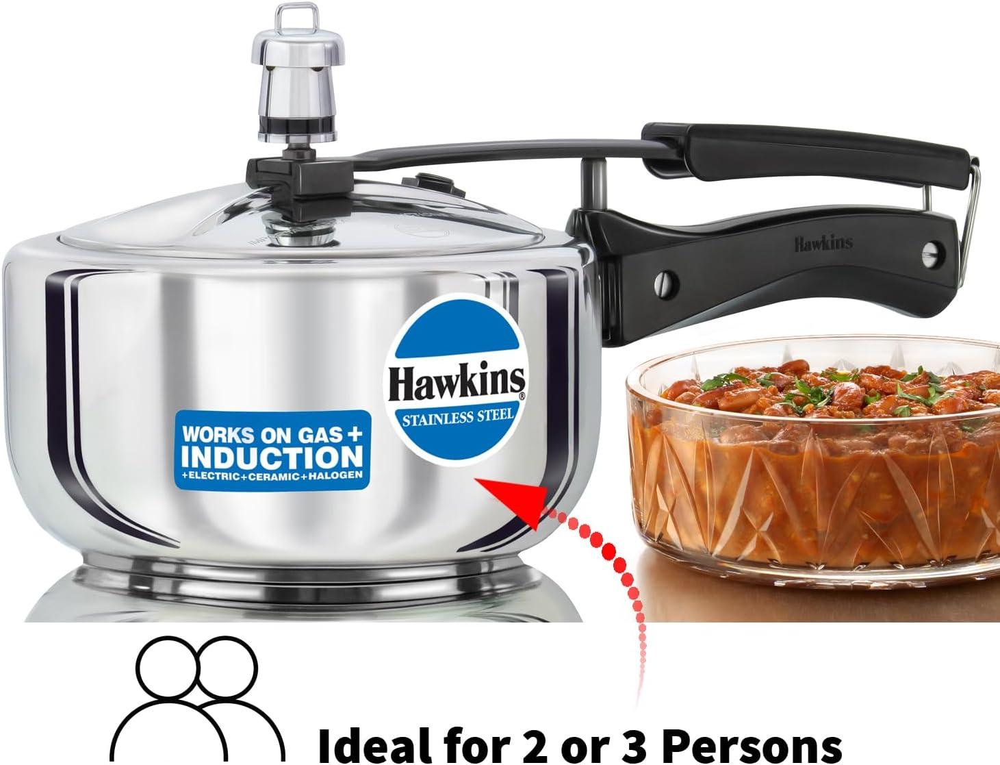 image:imageHawkins Pressure Cooker Stainless Steel Inner Lid Cooker Induction Cooker Small Cooker Silver HSS20 2 Litre