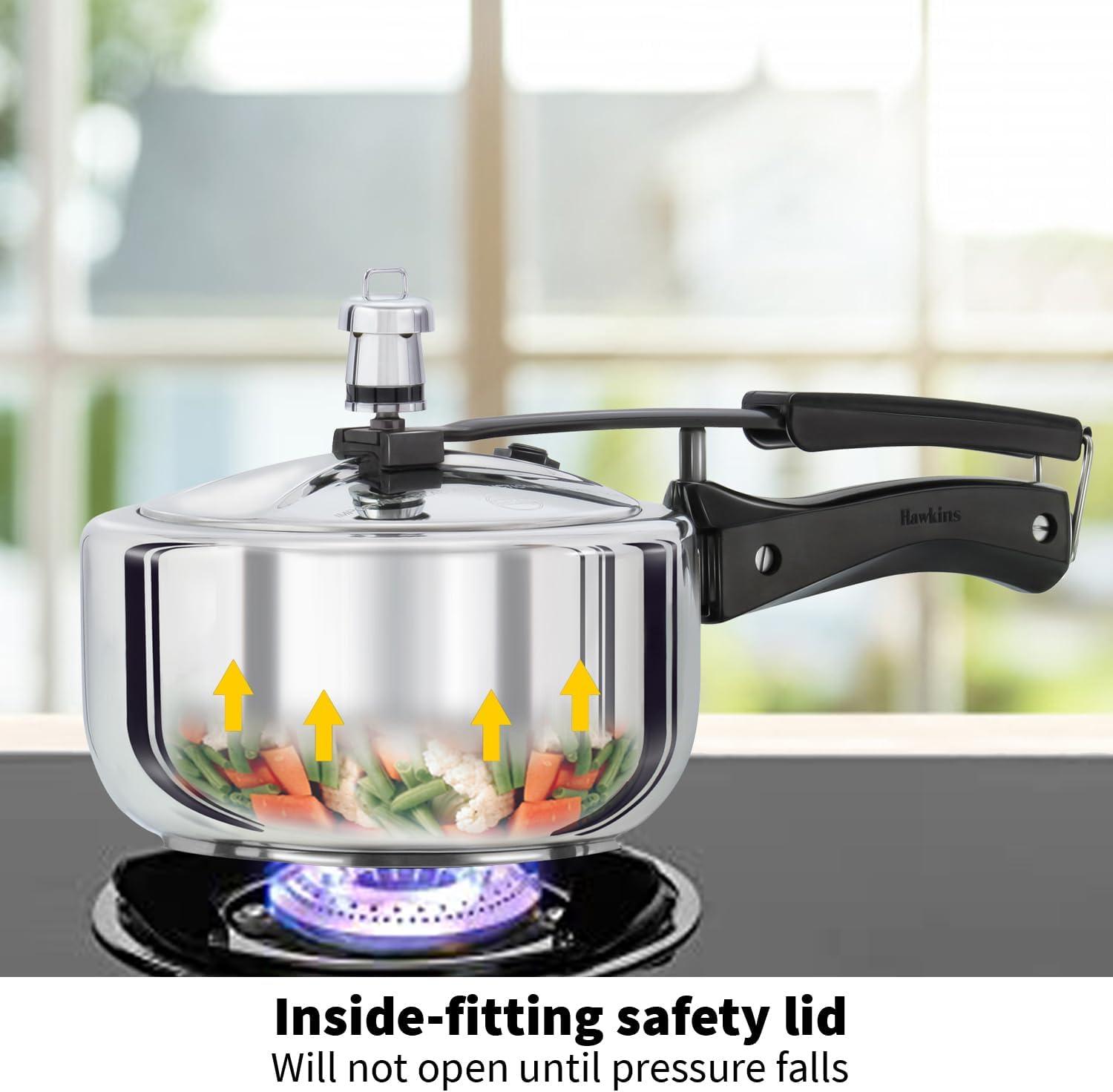 image:imageHawkins Pressure Cooker Stainless Steel Inner Lid Cooker Induction Cooker Small Cooker Silver HSS20 2 Litre