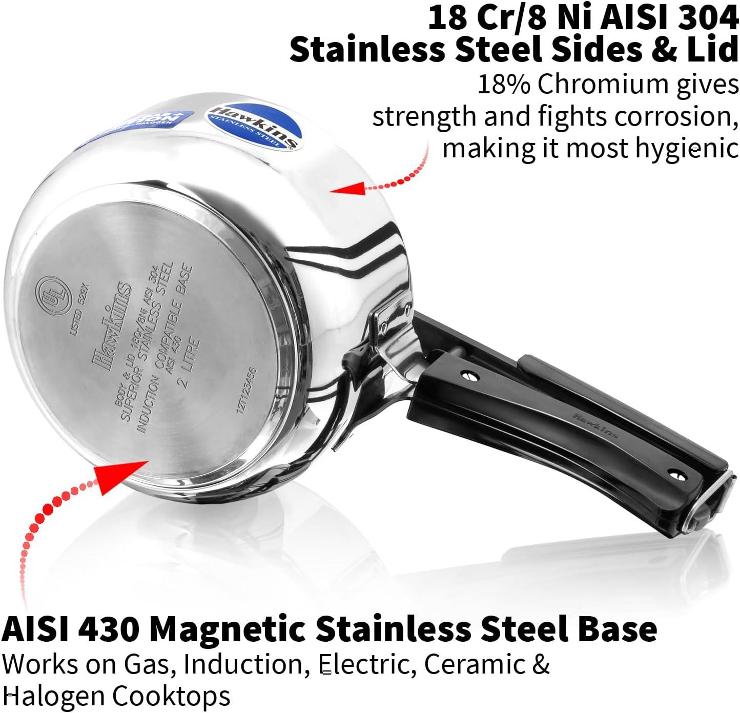 image:imageHawkins Pressure Cooker Stainless Steel Inner Lid Cooker Induction Cooker Small Cooker Silver HSS20 2 Litre