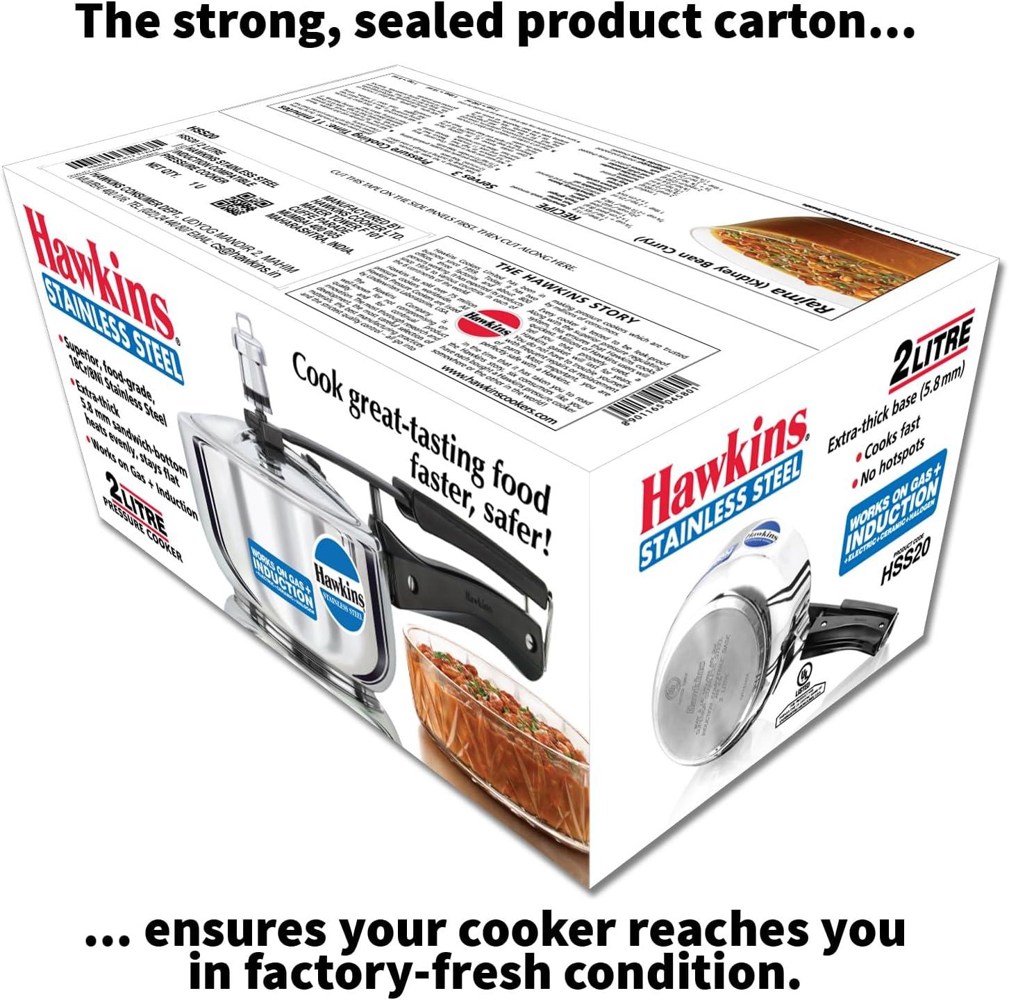 image:imageHawkins Pressure Cooker Stainless Steel Inner Lid Cooker Induction Cooker Small Cooker Silver HSS20 2 Litre