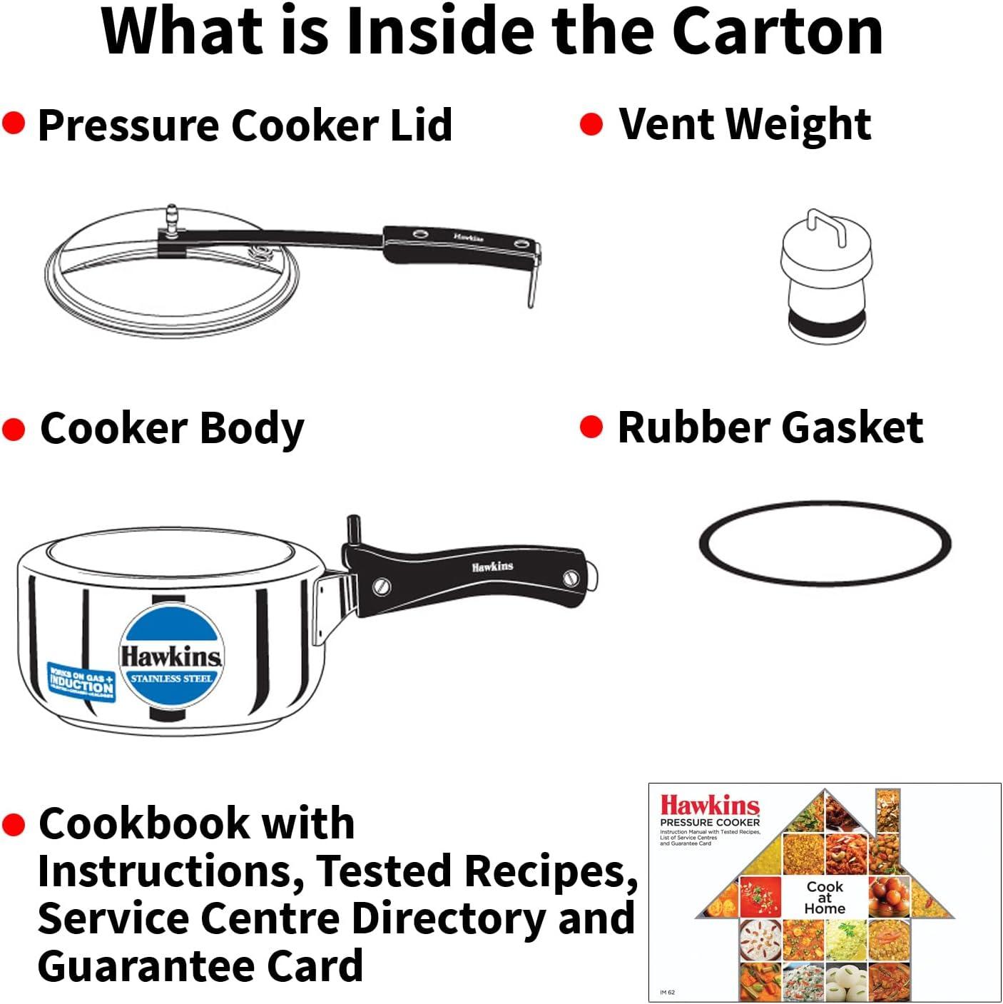 image:imageHawkins Pressure Cooker Stainless Steel Inner Lid Cooker Induction Cooker Small Cooker Silver HSS20 2 Litre