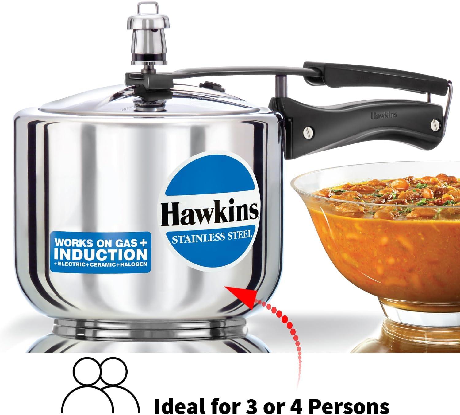 image:imageHawkins Pressure Cooker Stainless Steel Inner Lid Cooker Tall Design Cooker Induction Cooker Silver Hss3T 3 Liter 3 Litre