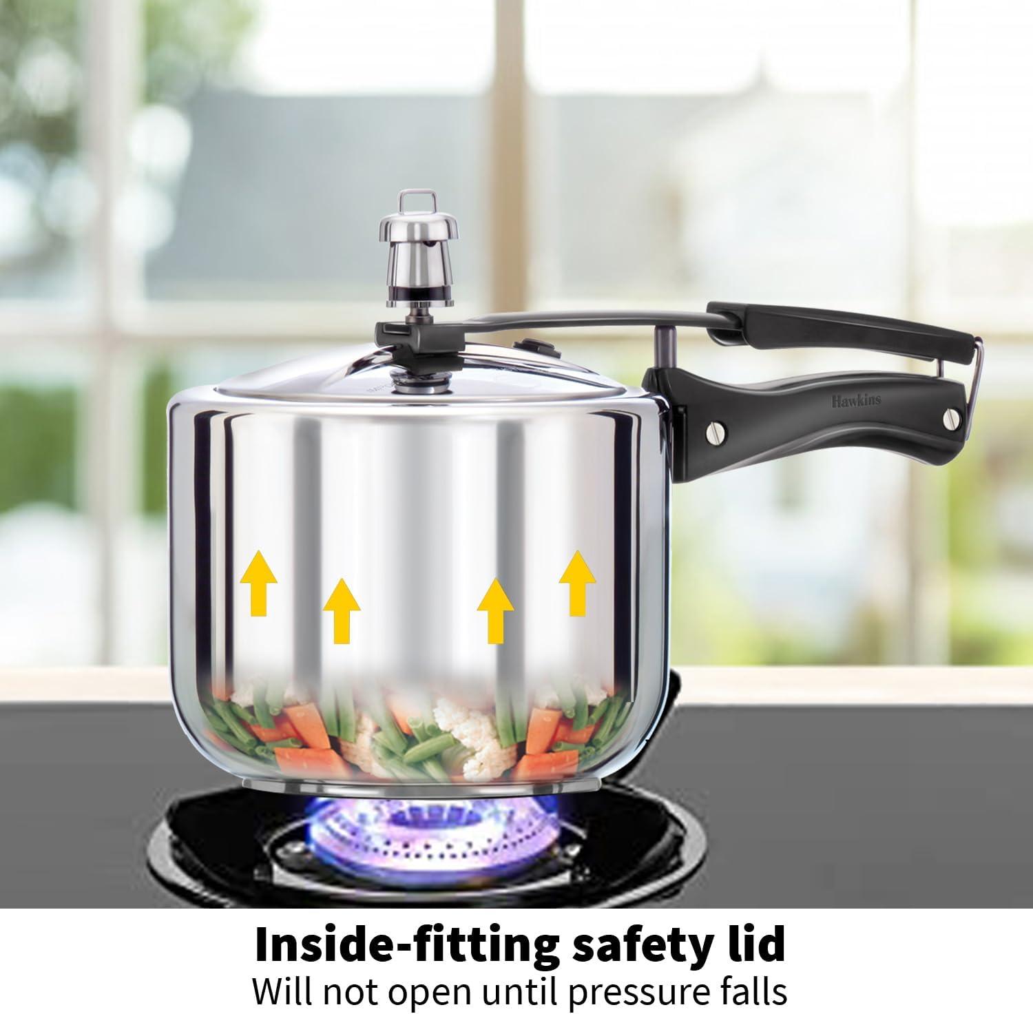 image:imageHawkins Pressure Cooker Stainless Steel Inner Lid Cooker Tall Design Cooker Induction Cooker Silver Hss3T 3 Liter 3 Litre