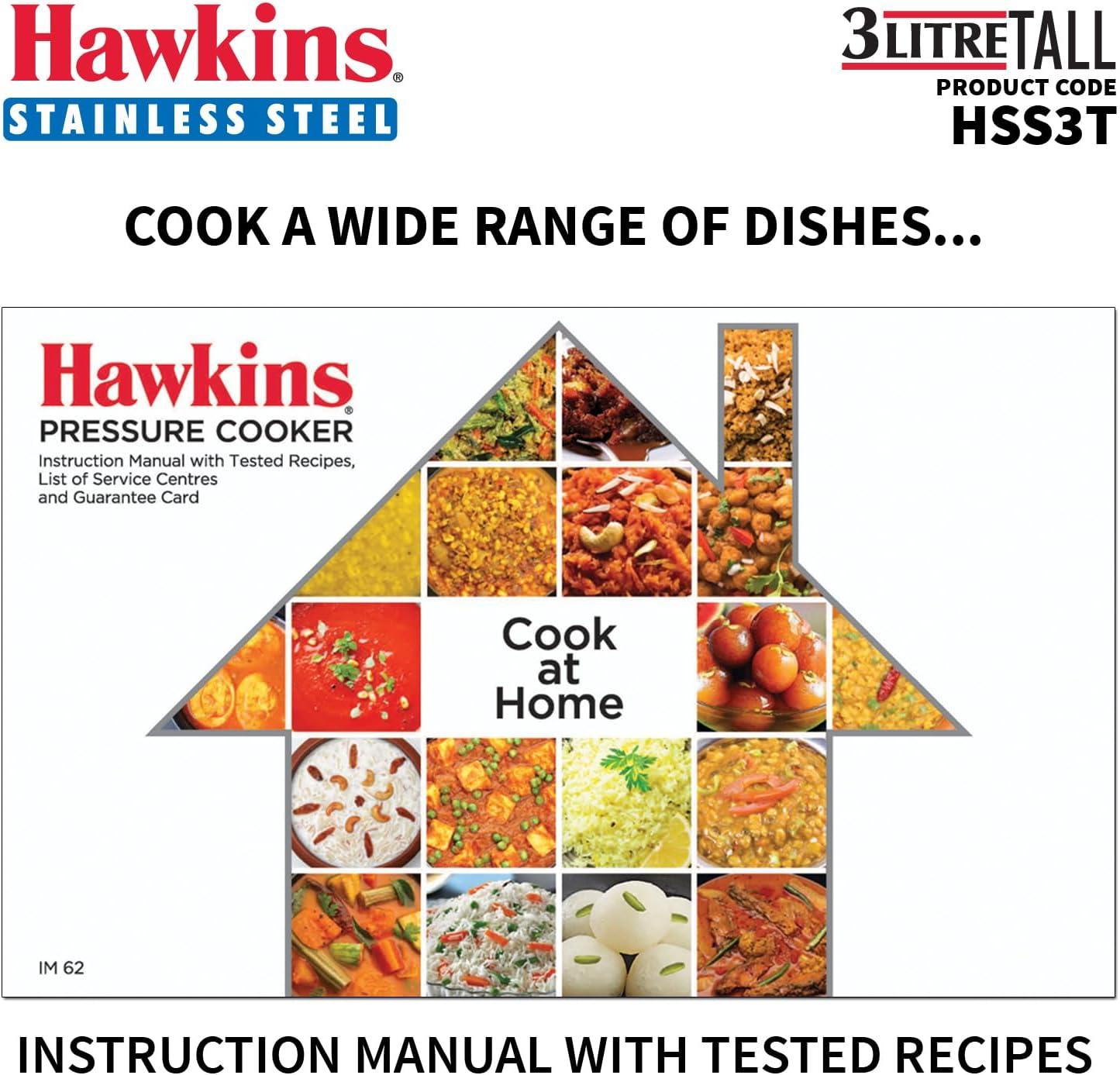 image:imageHawkins Pressure Cooker Stainless Steel Inner Lid Cooker Tall Design Cooker Induction Cooker Silver Hss3T 3 Liter 3 Litre