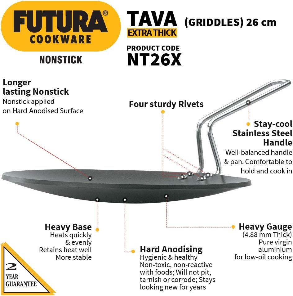 image:imageHawkins Q50 Futura NonStick Concave Tava Griddle 10 in 488 with Steel Handle
