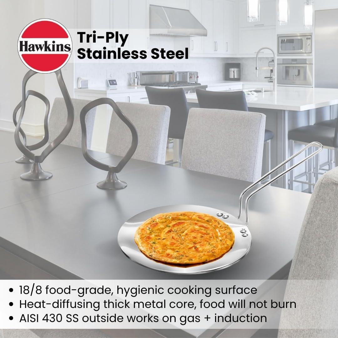 image:imageHawkins TriPly Stainless Steel Tava 22 cm 35mm Induction Compatible