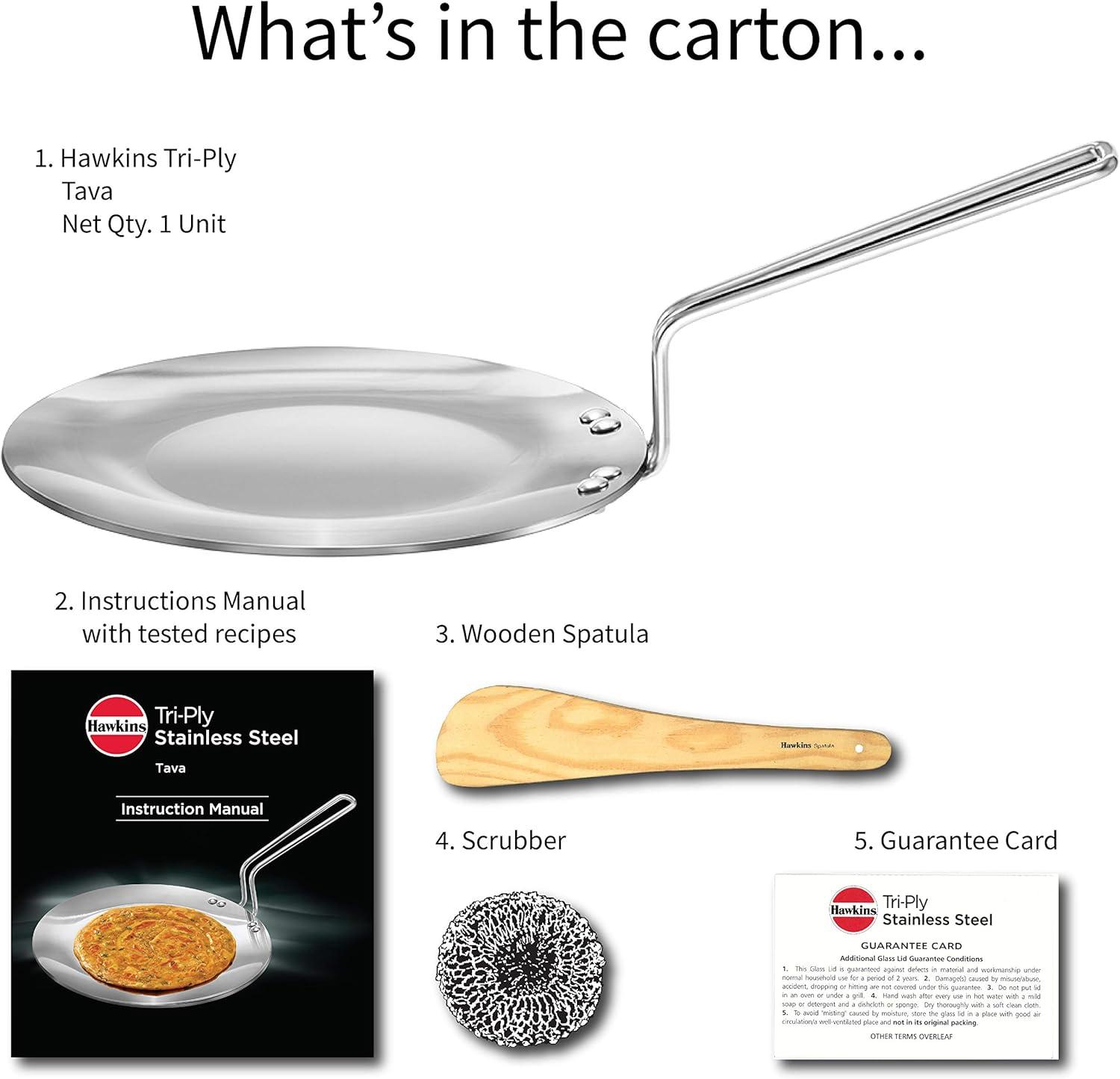 image:imageHawkins TriPly Stainless Steel Tava 22 cm 35mm Induction Compatible