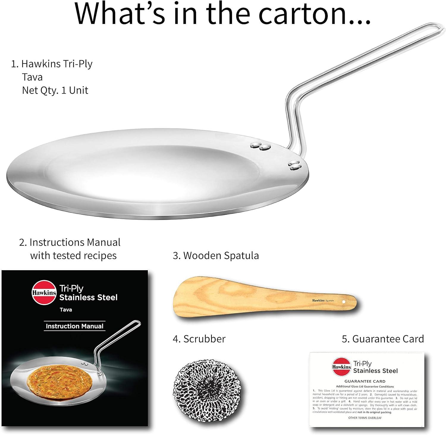 image:imageHawkins TriPly Stainless Steel Tava 26 cm 35mm Induction Compatible
