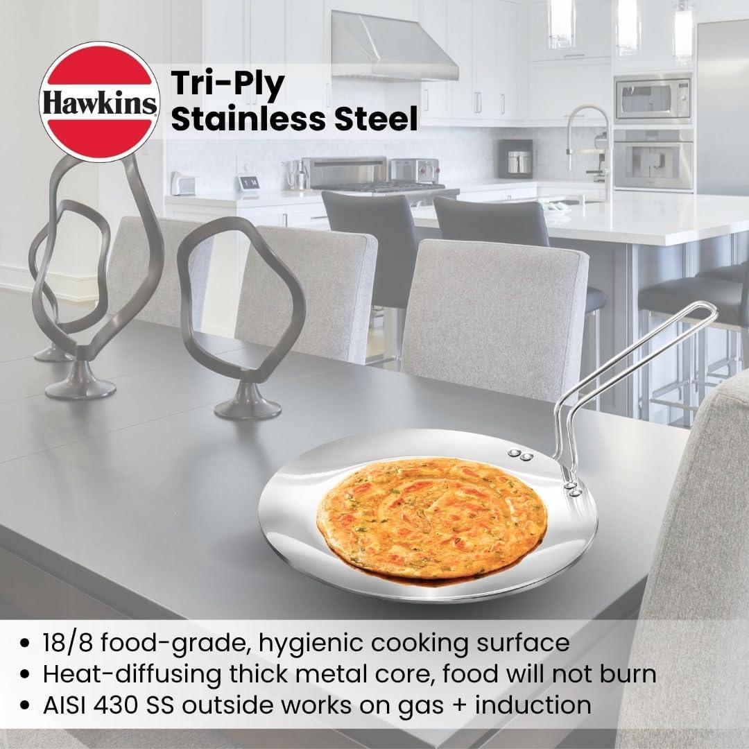 image:imageHawkins TriPly Stainless Steel Tava 26 cm 35mm Induction Compatible