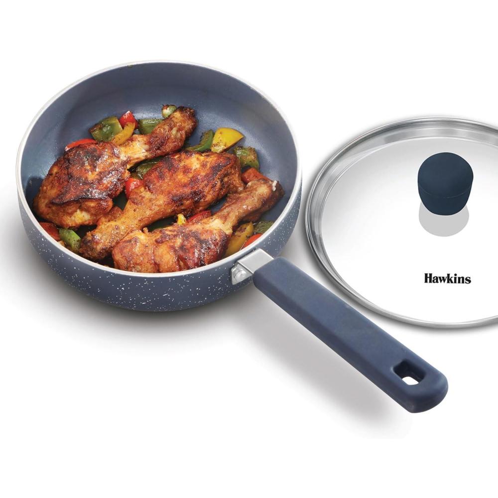 image:imageHawkins Ceramic Nonstick Frying Pan Small Cooking Pan 17 cm Diameter Induction Fry Pan with Glass Lid Granite Omlette Egg Pan Fish Pan ICF17G