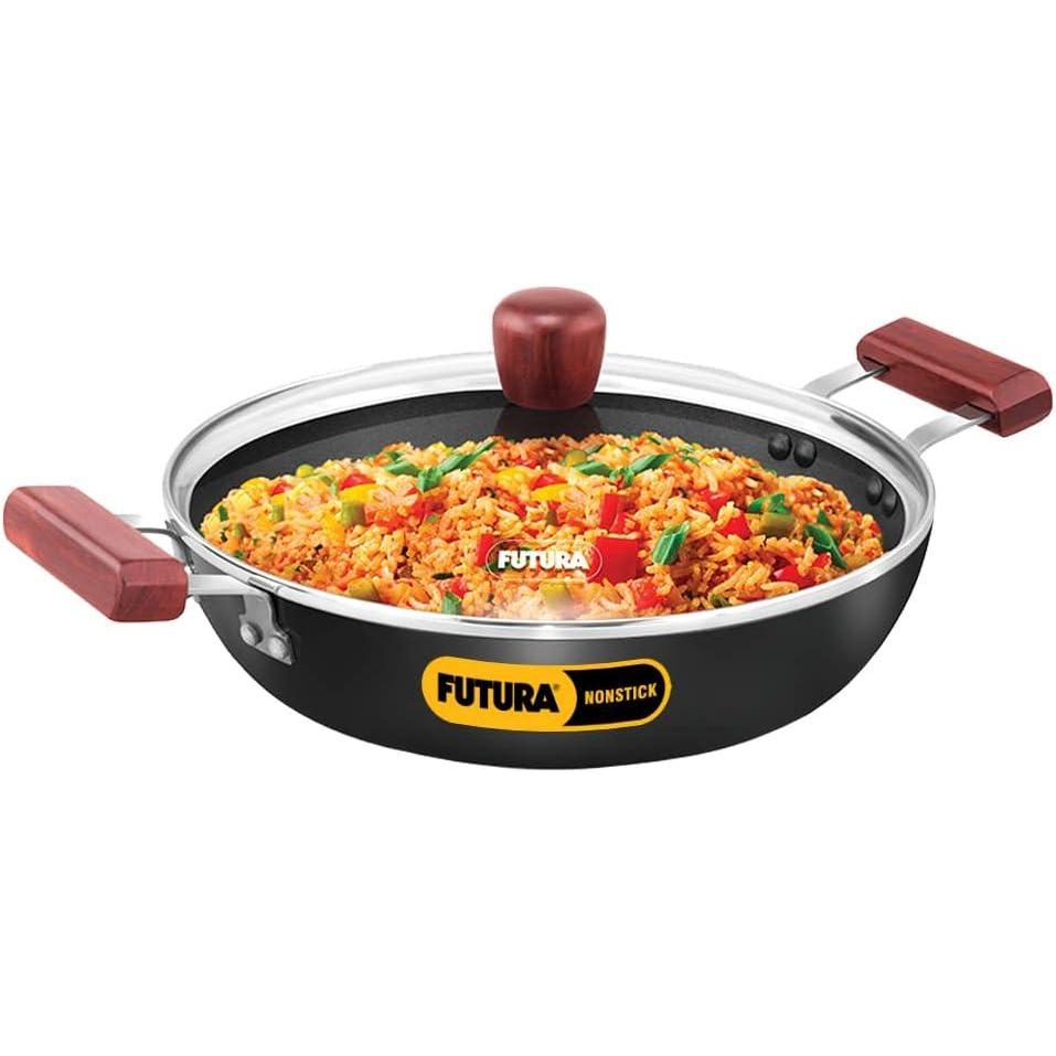 image:imageHawkins FUTURA 3 Litre Nonstick CooknServe Frying Pan with Glass Lid Diameter 28 cm Black NCF28G
