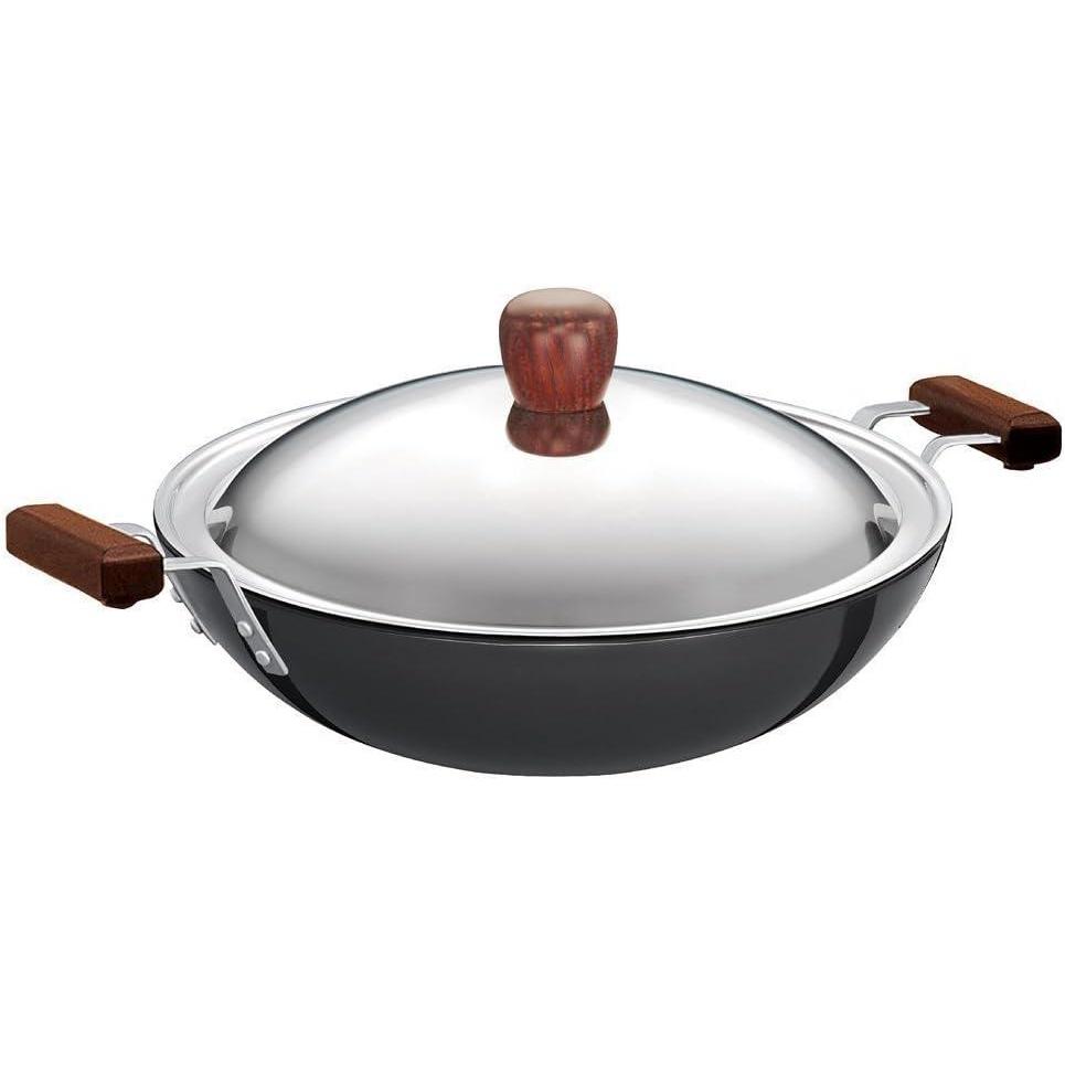 image:imageHawkins Futura 25 Litre Deep Fry Pan Long Handle Hard Anodised Kadai with Stainless Steel Lid Flat Bottom Kadhai Black ADL25S375 L Non Induction