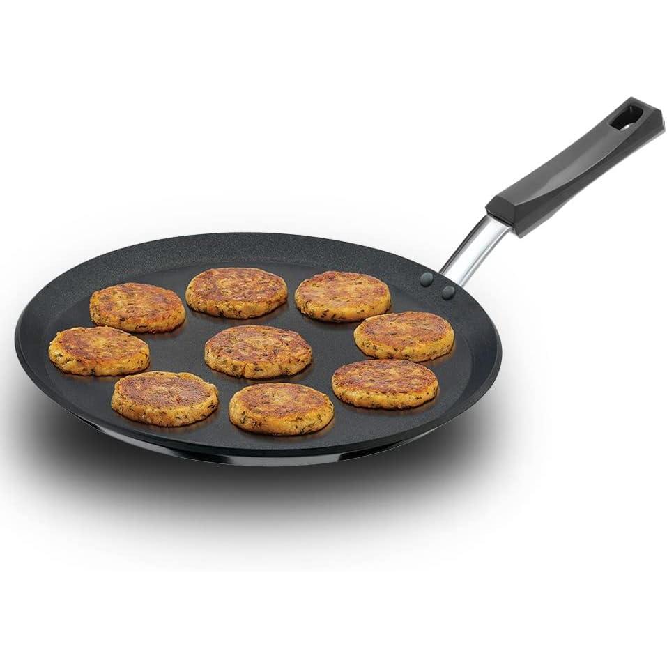 image:imageHawkins Futura 30 cm Flat Tava Non Stick Tawa with Plastic Handle Tawa with Rim Pancake Pan Flat Pan Black NFT30P