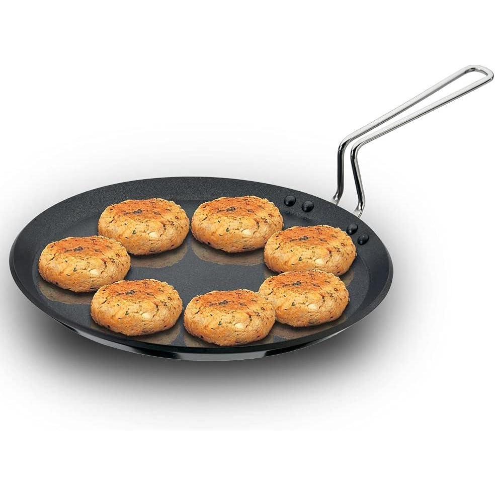 image:imageHawkins Futura 30 cm Flat Tava Non Stick Tawa with Stainless Steel Handle Tawa with Rim Pancake Pan Flat Pan Black NFT30