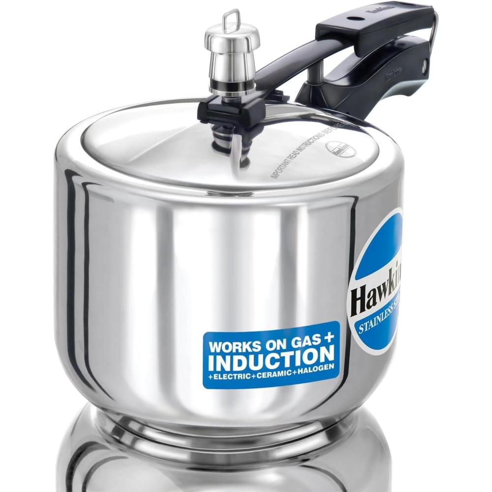 image:imageHawkins Pressure Cooker Stainless Steel Inner Lid Cooker Tall Design Cooker Induction Cooker Silver Hss3T 3 Liter 3 Litre