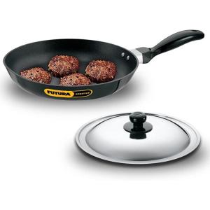 image:imageFutura NonStick 10Inch Frying Pan Indian Style with Stainless Steel LidBlack