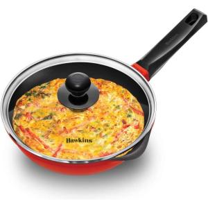image:imageHAWKINS 24 cm Die Cast Induction Compatible Frying Pan with Glass Lid Red IDCF24G24 cm