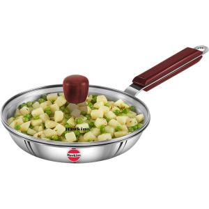 image:imageHAWKINS Triply Stainless Steel Frying Pan 22 cm with Glass Lid Silver Standard SSF22G