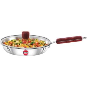 image:imageHawkins 24 cm Frying Pan Triply Stainless Steel Fry Pan with Glass Lid Induction Frying Pan Frypan Silver SSF24G