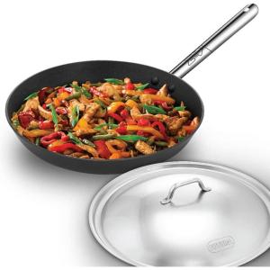image:imageHawkins Futura 30 cm Frying Pan Non Stick Fry Pan with Stainless Steel Handle and Stainless Steel Lid Induction Frying Pan Big Frying Pan Black INFS30S
