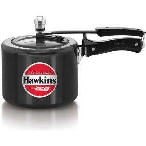 image:imageHawkins Instaa Pressure Cooker Induction Inner Lid Cooker Tall Body Hard Anodised Cooker Best Black Cooker Black IIH3T 3 Litre