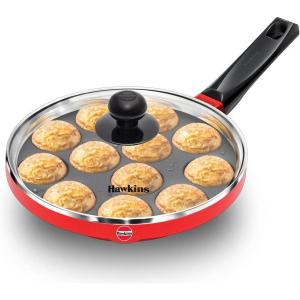 image:imageHawkins Nonstick Appe Pan with Glass Lid 12 Cups Diameter 20 cm Black Cast Aluminium Red