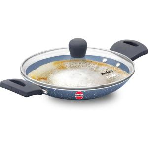 image:imageHawkins Nonstick Pro 09 Litre Appachatty Mini Kadhai Appachatti Appachetty Appam Pot Maker Deep Fry Pan with Glass Lid Granite Kadai
