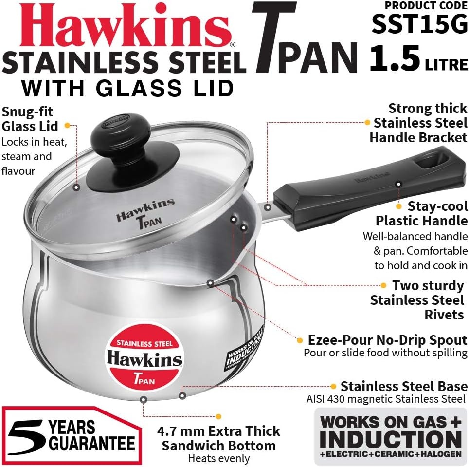 image:imageHawkins Stainless Steel Tpan 15L with Glass lid16 Quarts