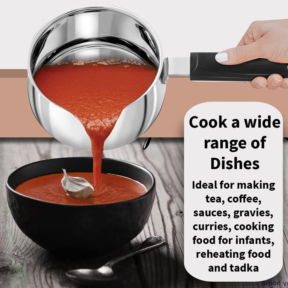 image:imageHawkins Tpan Stainless Steel Tea Pan with Glass Lid Induction Sauce Pan Chai Pan Saucepan Silver SST20G 2 Litre