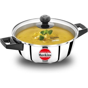 image:imageHAWKINS 2 Litre Cook n Serve Casserole Stainless Steel Saucepan with Glass Lid Induction Pan Sauce Pan for Cooking and Serving Black SSCB20G
