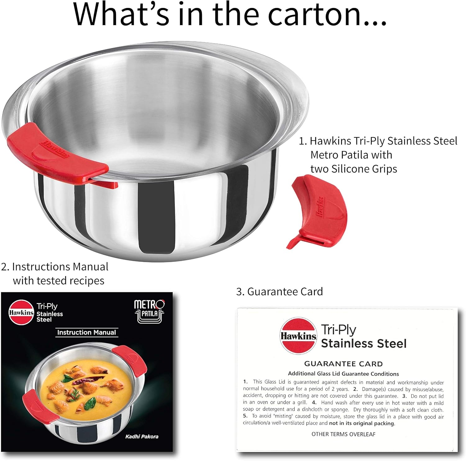 image:imageHawkins 2 Litre Metro Patila Triply Stainless Steel Tope Induction Bhagona Tapeli Silver SSP20Silver