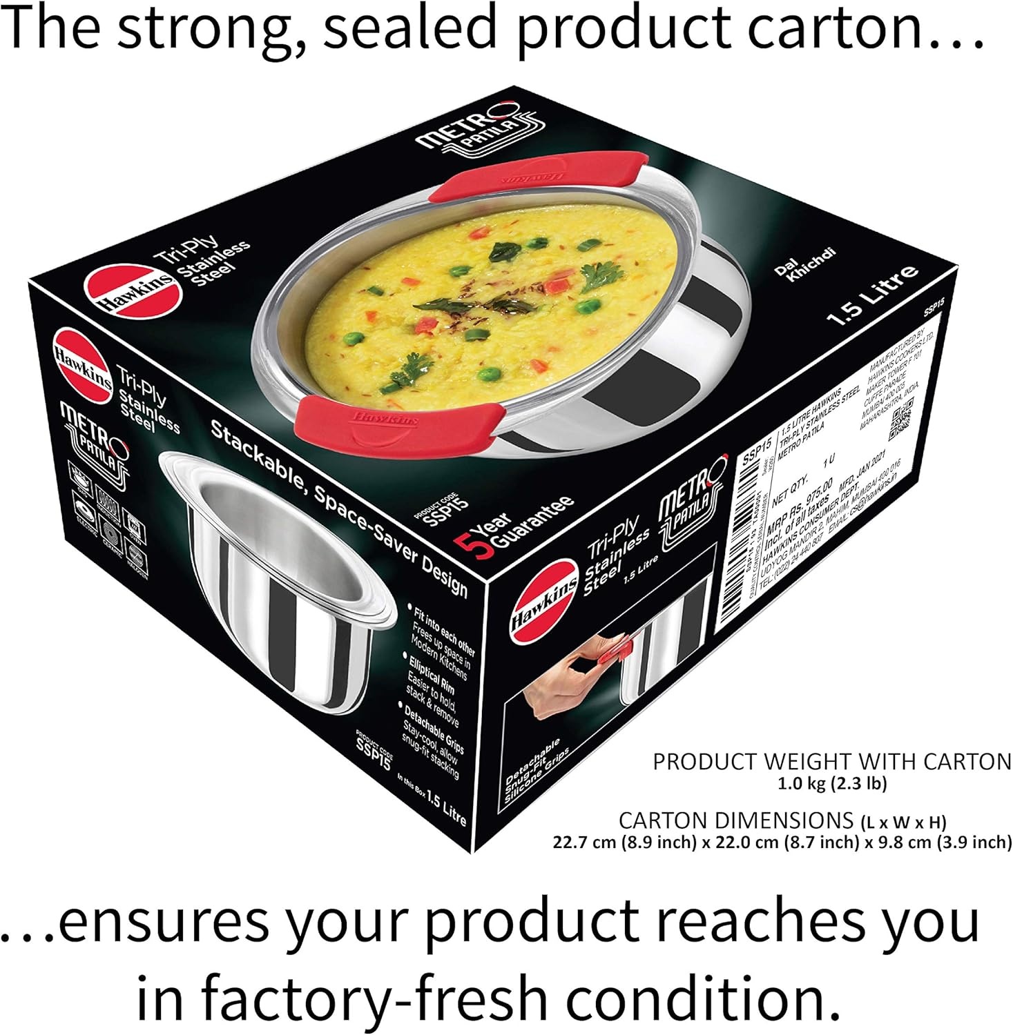 image:imageHawkins 2 Litre Metro Patila Triply Stainless Steel Tope Induction Bhagona Tapeli Silver SSP20Silver