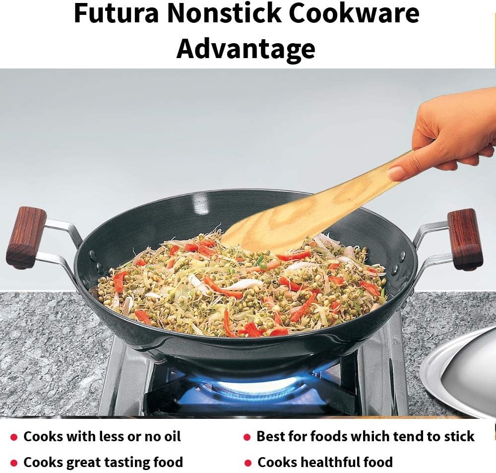 image:imageHawkins Futura 25 Litre Deep Fry Pan Non Stick Kadai with Stainless Steel Lid Flat Bottom Induction Kadhai Black IND25S