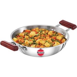 image:imageHawkins 25 Litre Deep Fry Pan Triply Stainless Steel Kadai Flat Bottom Induction Kadhai Silver SSD25
