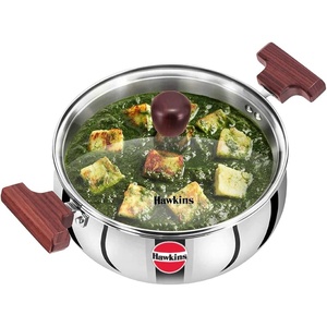 image:imageHawkins 3 Litre Cook n Serve Handi Triply Stainless Steel Handi with Glass Lid Induction Sauce Pan Biryani Handi Saucepan Silver SSH30G32 Quarts