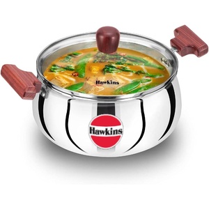image:imageHawkins 4 Litre Cook n Serve Handi Triply Stainless Steel Handi with Glass Lid Induction Sauce Pan Biryani Handi Saucepan Silver SSH40G