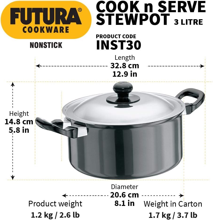 image:imageFutura Induction Future Nonstick Induction Base Stewpot with Steel Lid 3 L Small Black