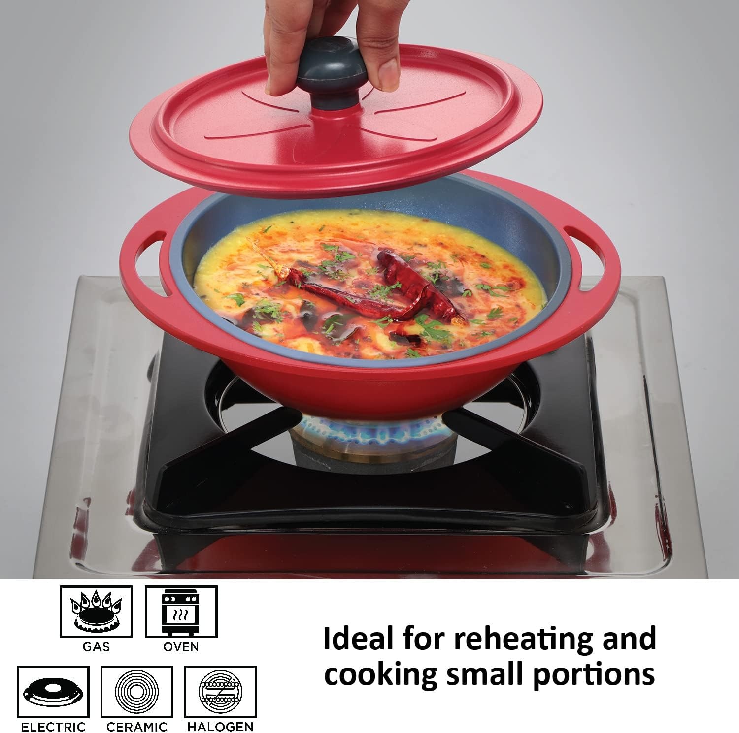image:imageHAWKINS 075 Litre Mini Casserole with Lid Round Series DieCast pan for Cooking Reheating Serving and Storing Grey MCRG75