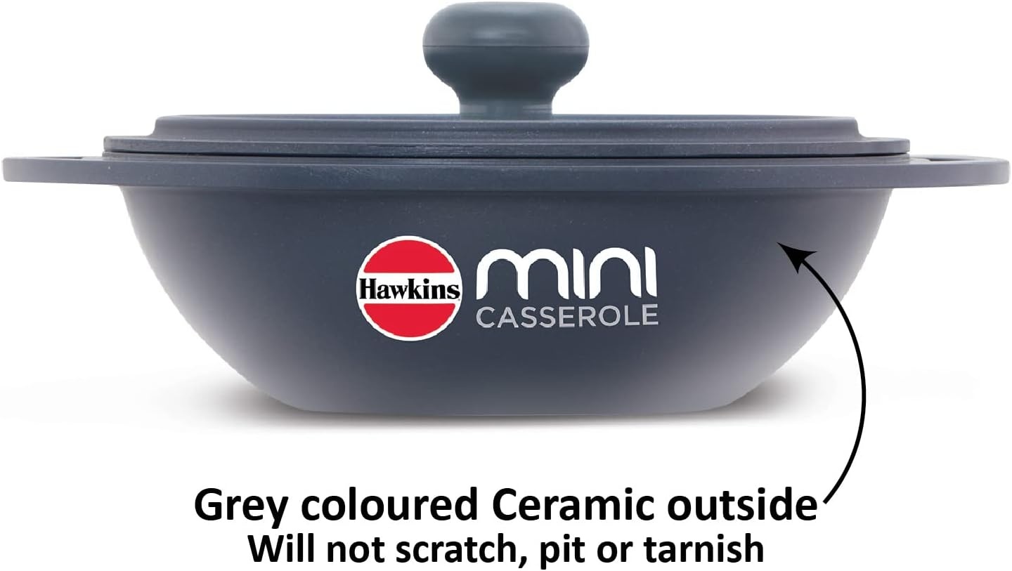 image:imageHAWKINS 075 Litre Mini Casserole with Lid Round Series DieCast pan for Cooking Reheating Serving and Storing Grey MCRG75